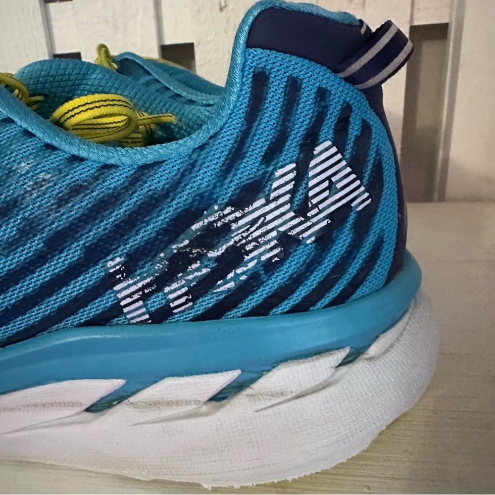 HOKA One One Running Shoes Blue Yellow Mens 12.5 Athletic Sneakers - Picture 5 of 14